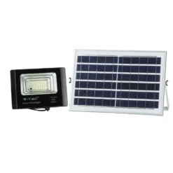 25W Solara LED projektør med solcelle, 550lm, IP65, sort, inkl. fjernbetjening og solpanel, 6000K - Kulør