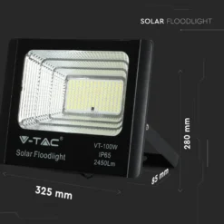 35W Solara LED projektør med solcelle, DC 6.4V, 2450lm, IP65, sort, inkl. fjernbetjening - Kulør: Neutral