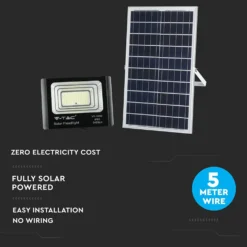 35W Solara LED projektør med solcelle, DC 6.4V, 2450lm, IP65, sort, inkl. fjernbetjening - Kulør: Neutral
