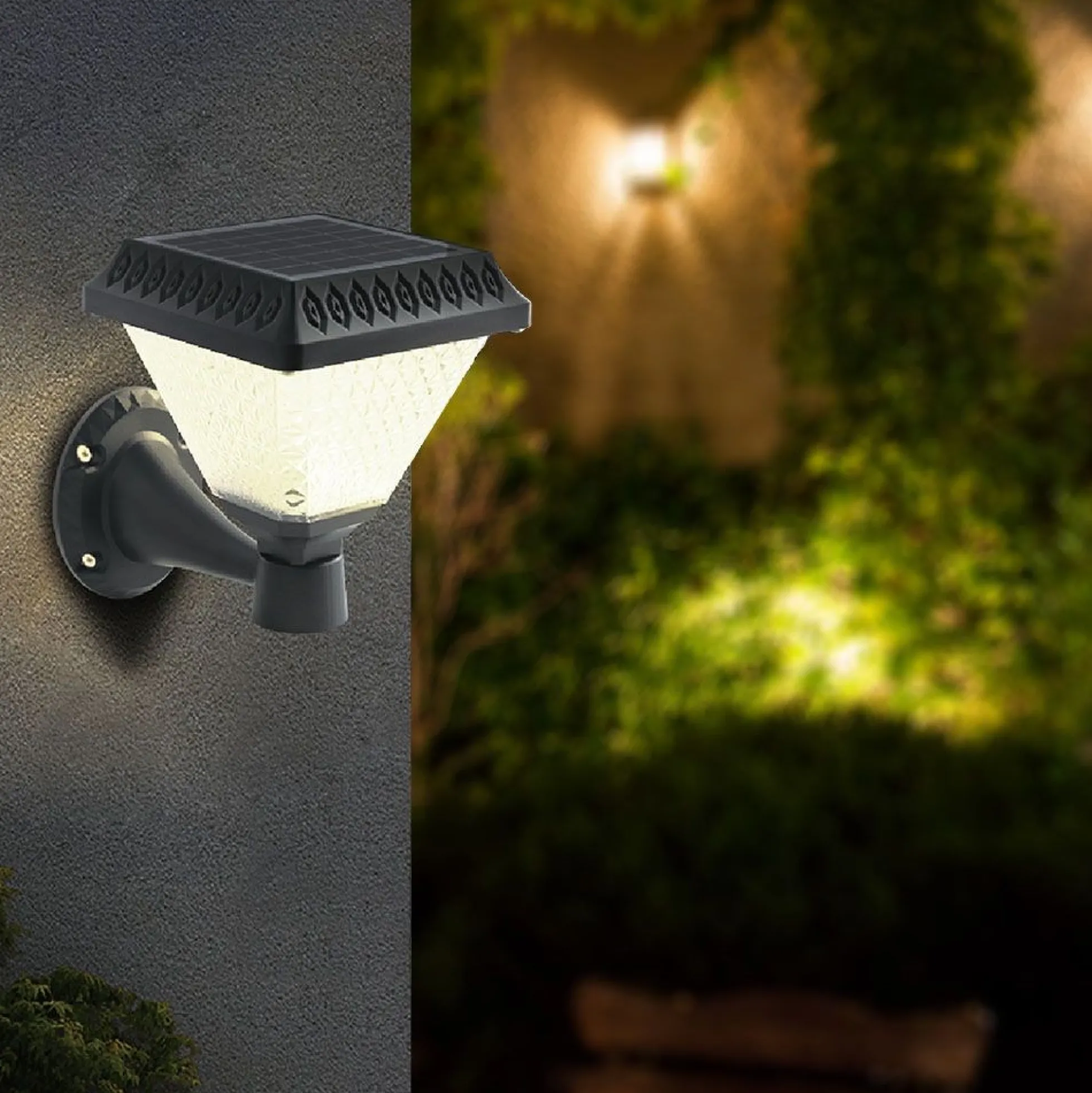 0,8W Solara LED væglampe med solcelle og fjernbetjening, CCT, IP44, sort, inkl. sensor, 3-i-1 kulør