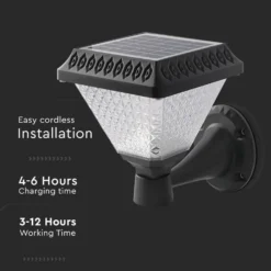 0,8W Solara LED væglampe med solcelle og fjernbetjening, CCT, IP44, sort, inkl. sensor, 3-i-1 kulør
