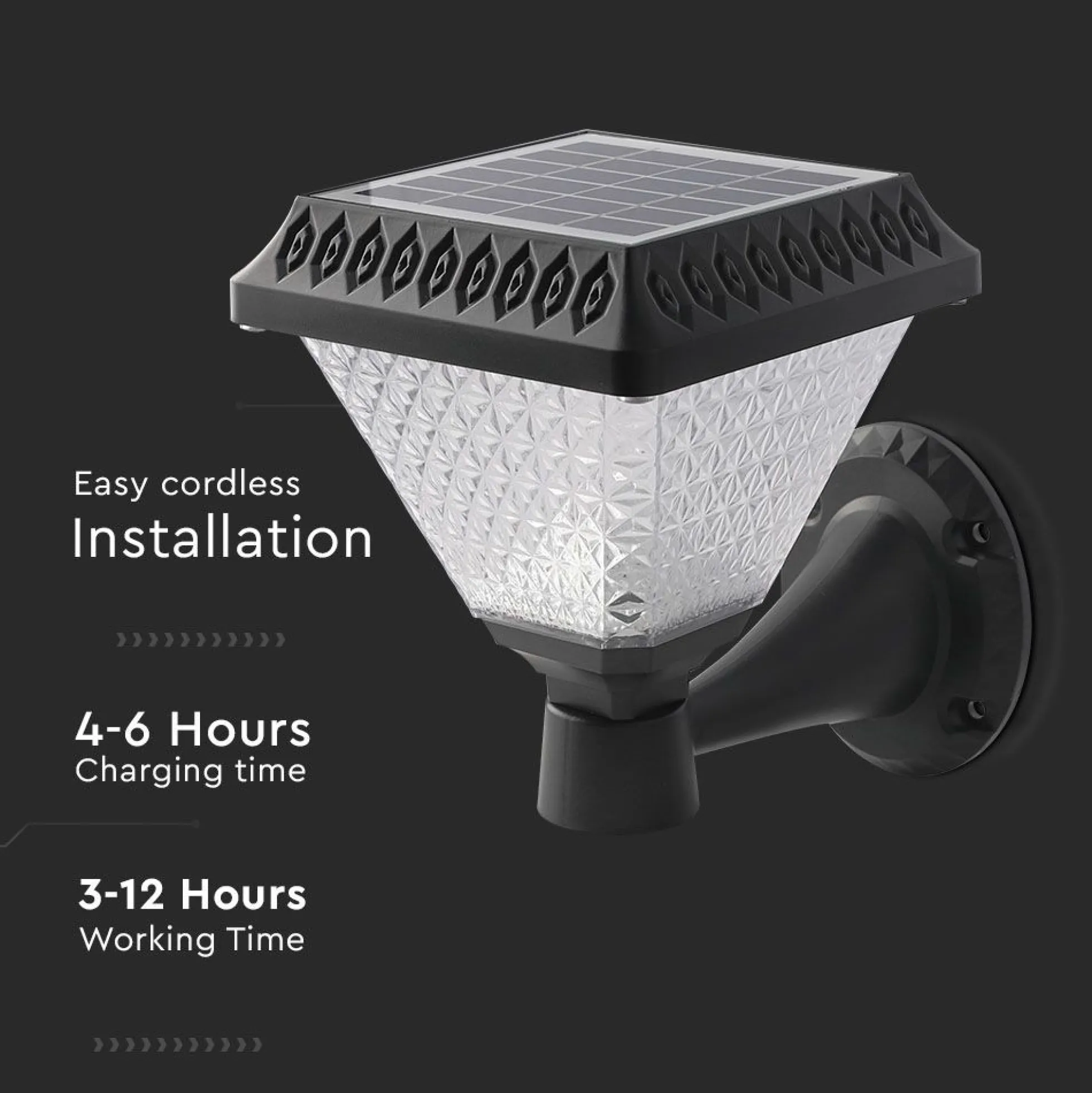 0,8W Solara LED væglampe med solcelle og fjernbetjening, CCT, IP44, sort, inkl. sensor, 3-i-1 kulør