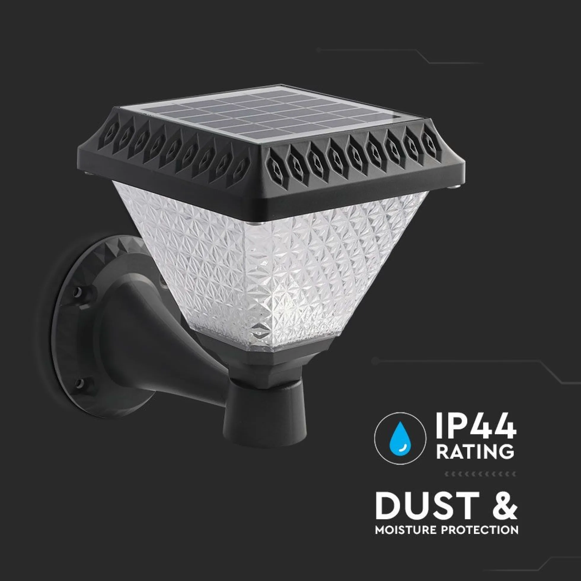 0,8W Solara LED væglampe med solcelle og fjernbetjening, CCT, IP44, sort, inkl. sensor, 3-i-1 kulør