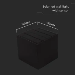 9W Solara sort LED væglampe med sensor, IP65, 3-i-1 CCT, 800lm, PIR sensor