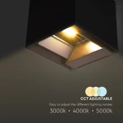 9W Solara sort LED væglampe med sensor, IP65, 3-i-1 CCT, 800lm, PIR sensor