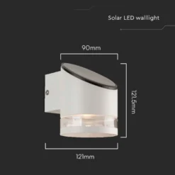 1W Solara væglampe med solcelle, 3000K, hvid, IP54, 70lm, batteri og solpanel