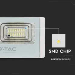 25W solcelledrevet LED projektør, 550lm, IP65, sort, inkl. solpanel og fjernbetjening, kold hvid - Kulør 6400K