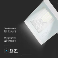 25W solcelledrevet LED projektør, 550lm, IP65, sort, inkl. solpanel og fjernbetjening, kold hvid - Kulør 6400K