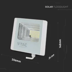 25W solcelledrevet LED projektør, 550lm, IP65, sort, inkl. solpanel og fjernbetjening, kold hvid - Kulør 6400K