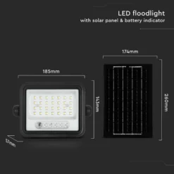 50W solcelle LED projektør, 700lm, CCT 2000K-8000K, batteriindikator, sort, udendørs