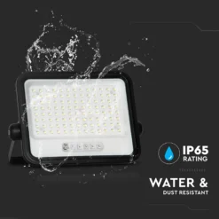 10W solcelle LED projektør, 1700lm, IP65, med solcelle og sensor