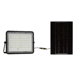 120W solcelle LED projektør med panel, 1200lm, IP65, inkl. fjernbetjening, sort, udendørs, 6400K - Kulør