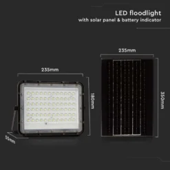 120W solcelle LED projektør med panel, 1200lm, IP65, inkl. fjernbetjening, sort, udendørs, 6400K - Kulør