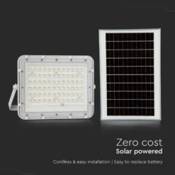120W solcelle LED projektør med 15W panel, 1200lm, IP65, 4000K, inkl. fjernbetjening og 3m kabel - Neutral