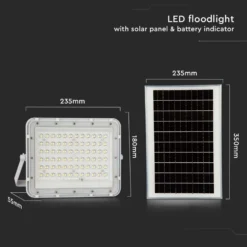 120W solcelle LED projektør med 15W panel, 1200lm, IP65, 4000K, inkl. fjernbetjening og 3m kabel - Neutral