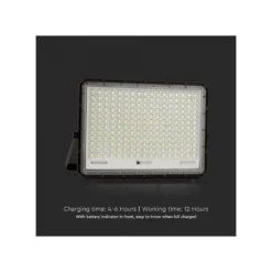 30W solcelle projektør LED, IP65, sort, inkl. solcelle, fjernbetjening, indbygget batteri, neutral hvid - V-Tac