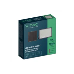 30W solcelle projektør LED, IP65, sort, inkl. solcelle, fjernbetjening, indbygget batteri, neutral hvid - V-Tac