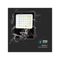 50W Solcelle projektør LED, IP65, sort, 4200 lumen, 4000K, 120 graders spredning, 437 x 356 mm - V-Tac