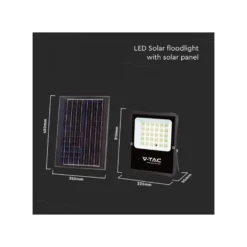 20W solcelle projektør LED, IP65, sort, inkl. solcelle og fjernbetjening, 4000K