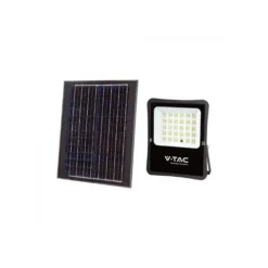 20W solcelle projektør LED, IP65, sort, inkl. solcelle og fjernbetjening, 4000K