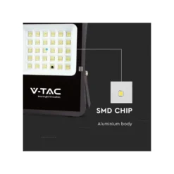 20W solcelle projektør LED, IP65, sort, inkl. solcelle og fjernbetjening, 4000K