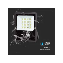 12W solcelle projektør LED, IP65, sort, inkl. solcelle, fjernbetjening, neutral kulør - V-Tac
