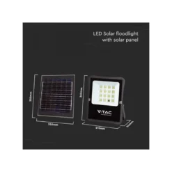 12W solcelle projektør LED, IP65, sort, inkl. solcelle, fjernbetjening, neutral kulør - V-Tac