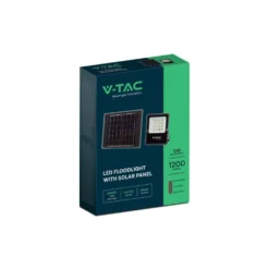 12W solcelle projektør LED, IP65, sort, inkl. solcelle, fjernbetjening, neutral kulør - V-Tac