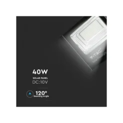 40W solcelle projektør LED, IP65, sort, inkl. solcelle og fjernbetjening, neutral kulør