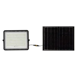 20W solcelle projektør, med sensor og fjernbetjening, 1800 lumen, IP65, 6400K, sort kabinet