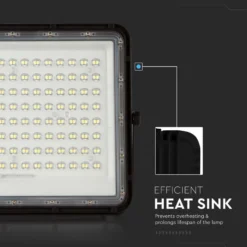 20W solcelle projektør, med sensor og fjernbetjening, 1800 lumen, IP65, 6400K, sort kabinet