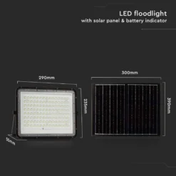 20W solcelle projektør, med sensor og fjernbetjening, 1800 lumen, IP65, 6400K, sort kabinet