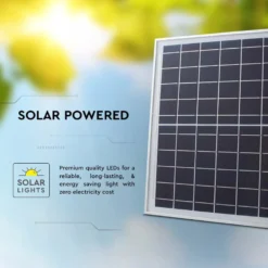 35W solpanel med LED projektør, 4000K, hvidt hus