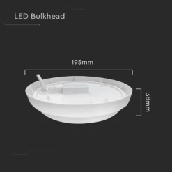 18W udendørs væg/loftlampe, IP54, Ø19,5cm, højde 3,8cm, skotlampe, 3000K