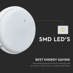 18W udendørs væg/loftlampe, IP54, Ø19,5cm, højde 3,8cm, skotlampe, 3000K