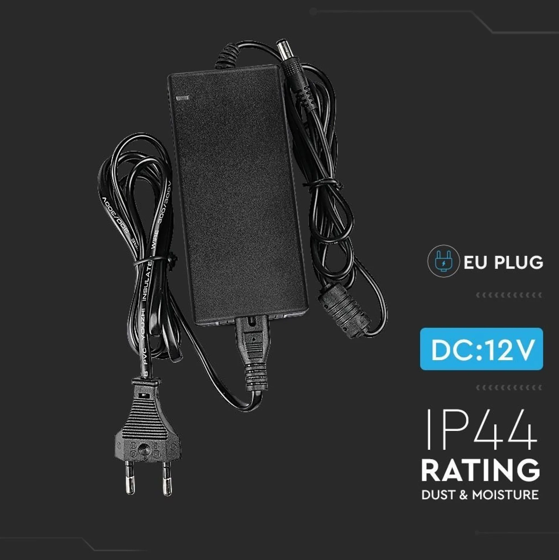 78W / 12V DC strømforsyning til LED strips, 6.5A, IP44 vådrum