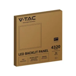 60x60 bagbelyst LED panel, 36W, ikke dæmpbar, Aluminium+PC, 6500K (udgået)
