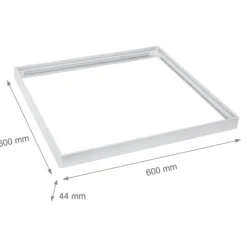 60x60 LED panelramme med hurtig samling, plastikhjørner, skruefri montering og hvid kant