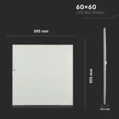 60x60 LED panel, 40W, højde: 12,5 mm, 124 lm/W, hvid kant, dæmpbar: ved tilkøb, kulør: 6500K