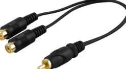 Y-adapter 1 x phono (RCA) han til 2 x phono (RCA) hun - DELTACO